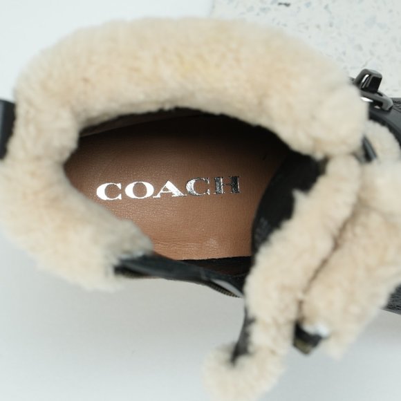 Coach Preston Black Leather Shearling Booties - Picture 6 of 13